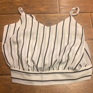 stripped adjustable tank top with button and tie in the back